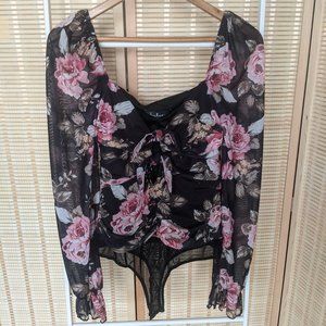 Bodysuit - Lulu's, M, Floral/Black